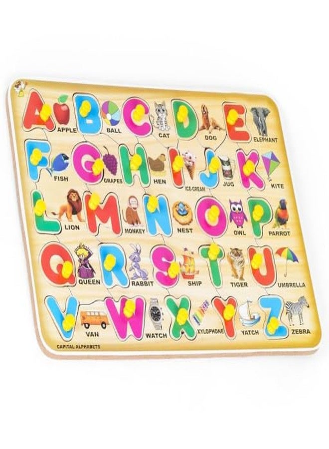 RPC99 Wooden Alphabet Educational Board Puzzle Baby Brain Tester Creative Learning Set Play, Read & Learn Alphabet Matching Educational Toys English Chart - Image 2